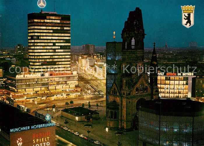 Berlin Europa Center Kaiser Wilhelm Gedaechtniskirche Nachtaufnahme