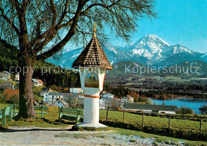 Faak am See Finkenstein Bildstock Blick zum Mittagskogel Karawanken