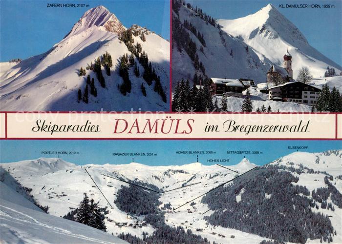 Damuels Vorarlberg Panorama Wintersportplatz Bregenzerwald Ortsmotiv mit Kirche