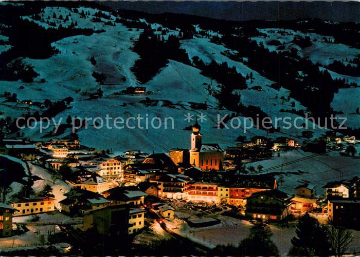 Saalbach-Hinterglemm Panorama Skidorf Allgaeuer Alpen Nachtaufnahme