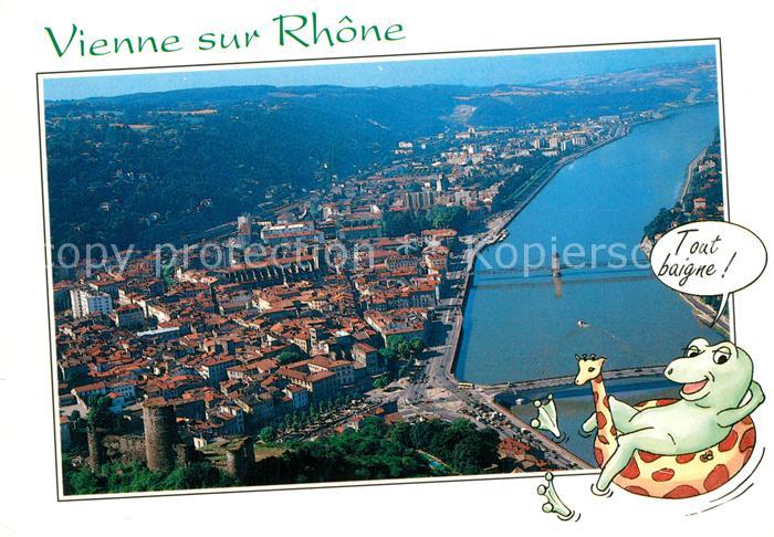 Vienne sur le Rhone La Ville et le Rhône vue aérienne Karikatur