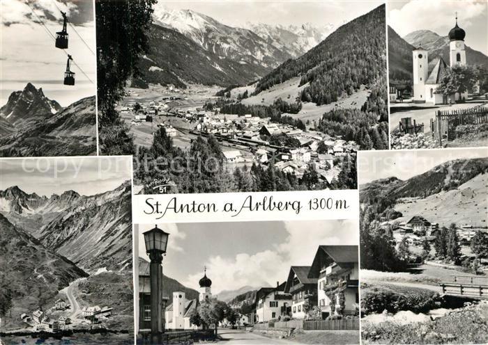 St Anton Arlberg Seilbahn Panorama Kirche Ortspartie