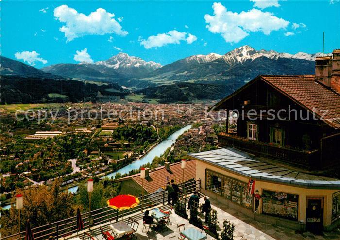Innsbruck Blick von der Hungerburg mit Serles und Nockspitze