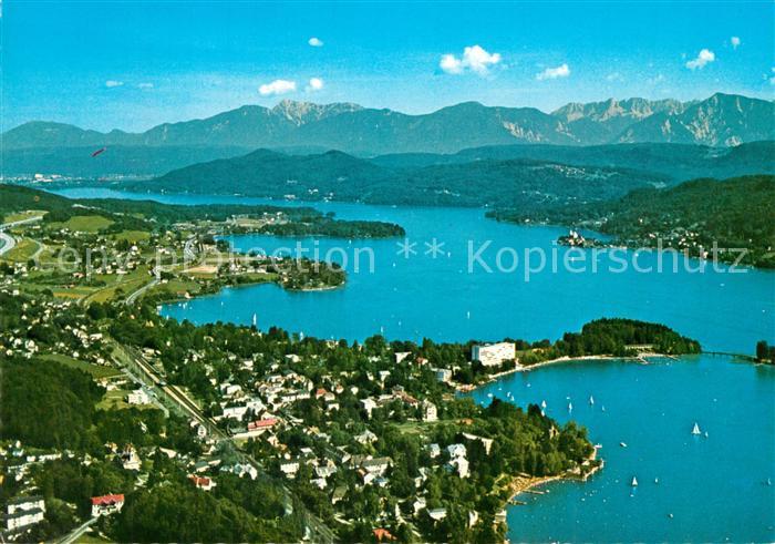Poertschach Woerthersee Fliegeraufnahme mit Maria Woerth Klagenfurt und die Kara