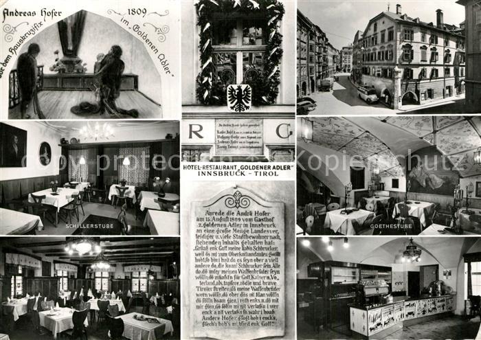 Innsbruck Hotel Restaurant Goldener Adler Kruzifix Schillerstube Goethestube Bar