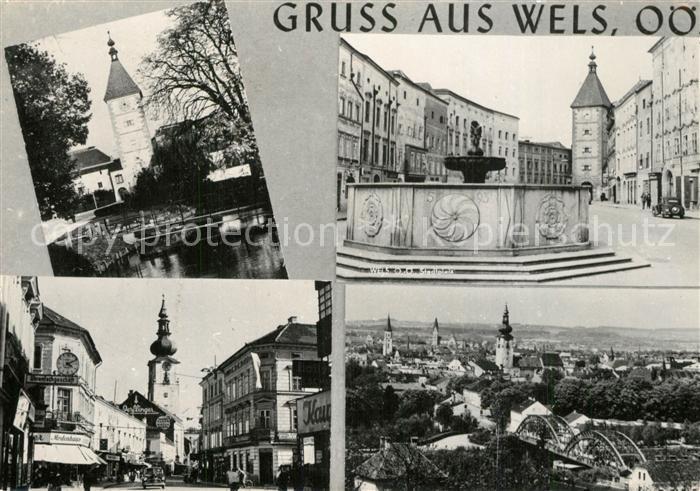 Wels Stadttor Brunnen Panorama