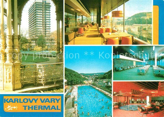 Karlovy Vary Lazenske sanatorium Thermal Gastraum Schwimmbad Foyer