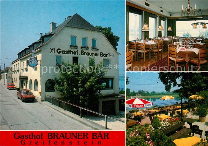 Greifenstein Niederoesterreich Gasthof Brauner Baer Gaststube Badesee