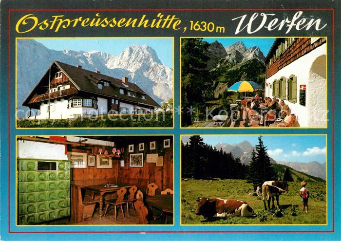 Werfen Salzburg Ostpreussenhuette Kaminzimmer Terrasse Kuhweide