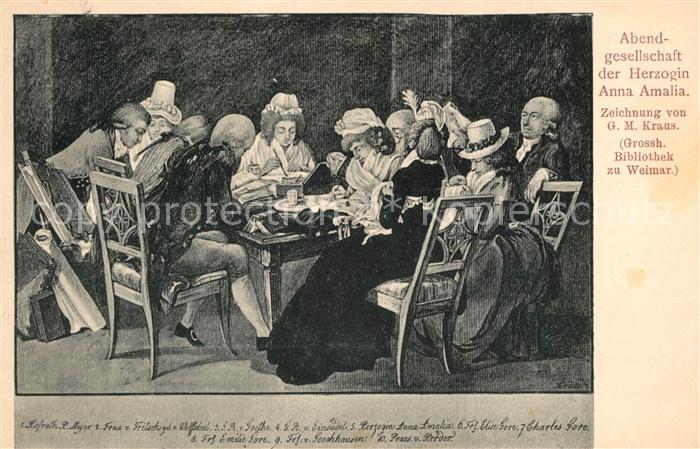 Kuenstlerkarte G. M. Kraus Abendgesellschaft der Herzo
