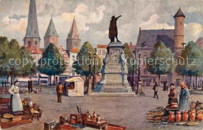 Gand Belgien Marche du Vendredi Kuenstlerkarte