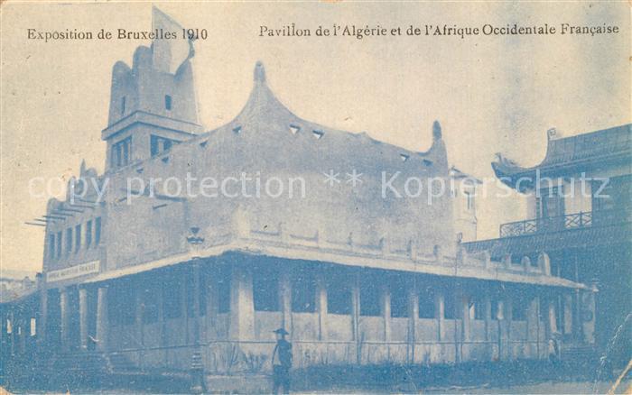 Exposition Bruxelles 1910 Pavillon de l'Algerie Afrique Occidentale Francaise