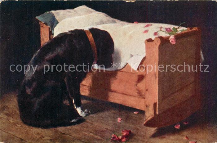 Hunde Kuenstlerkarte Mosler Trauer