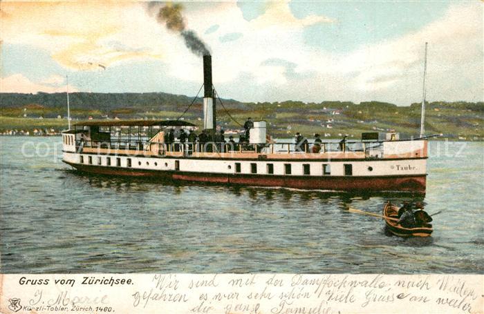 Dampfer Seitenrad Taube Zuerichsee