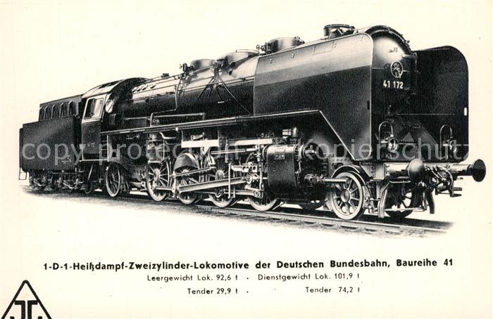 Lokomotive 1-D-1 Heissdampf-Zweizylinder-Lokomotive Deutsche Bundesbahn Baureihe