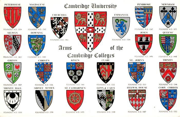Wappen Cambridge University Arms of the Cambridge Colleges