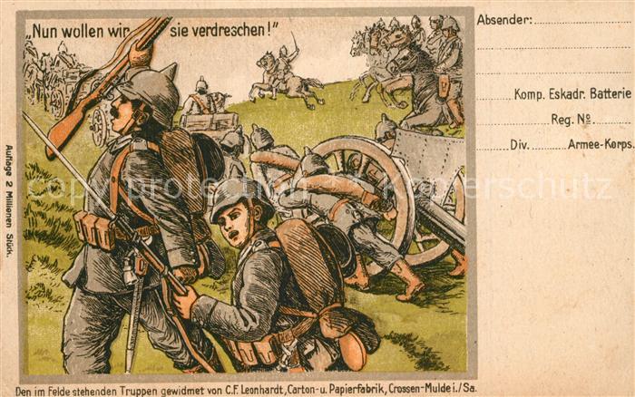 Militaria Humor Verdreschen C.F. Leonhardt