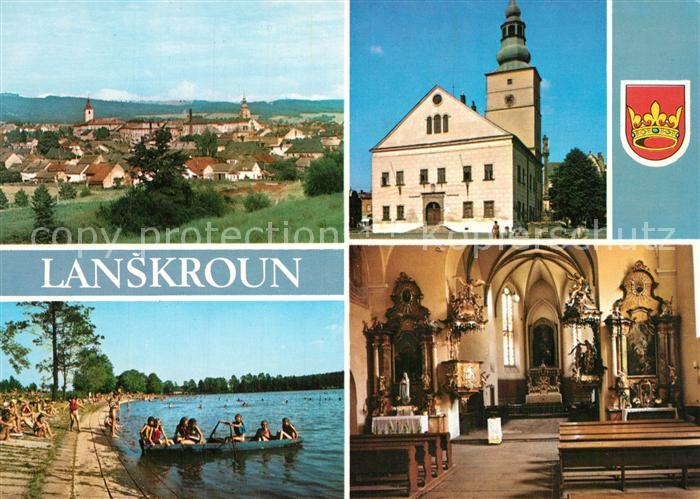 Lanskroun Gesamtansicht Rathaus Badestrand Kirche Innenansicht