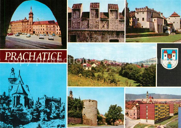 Prachatice Prachatitz Marktplatz Rathaus Stadtmauer Turm Schloss Neubauten Panor