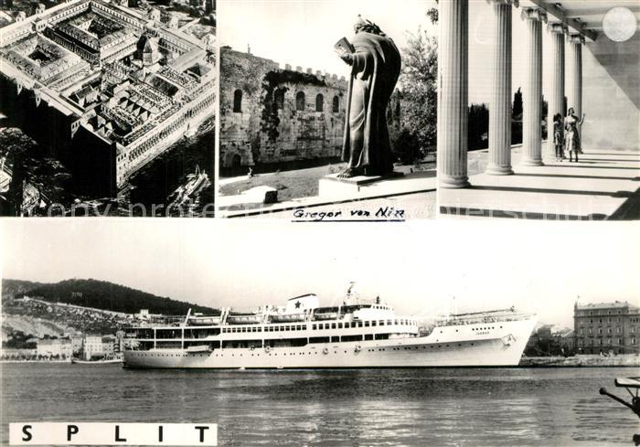 Split Spalato Palast Fliegeraufnahme Passagierschiff Statue Gregor von Nin