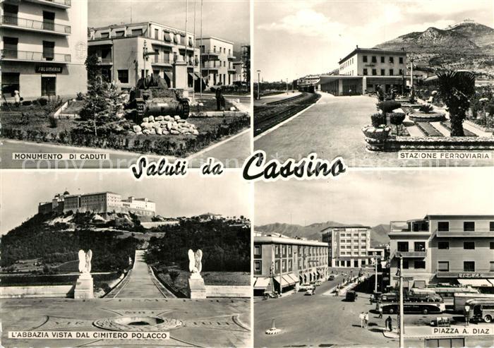 Cassino Monumento di Caduti Stazione Ferroviaria Abbazia Cimitero Polacco Piazza