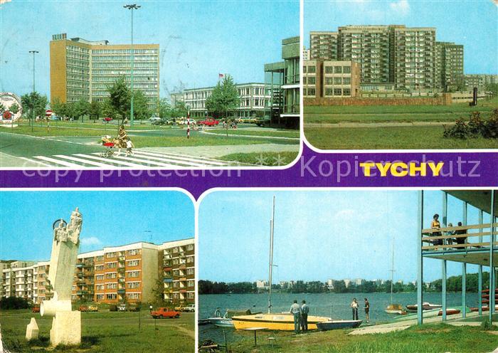 Tychy Hochhaeuser Wohnsiedlung Denkmal Partie am See