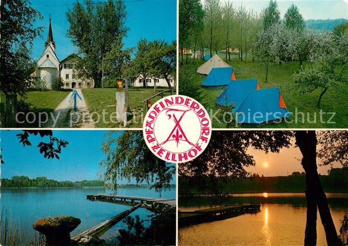 Mattsee Salzburg Pfadfinderdorf Zellhof Campingplatz Motiv mit Kirche Partie am