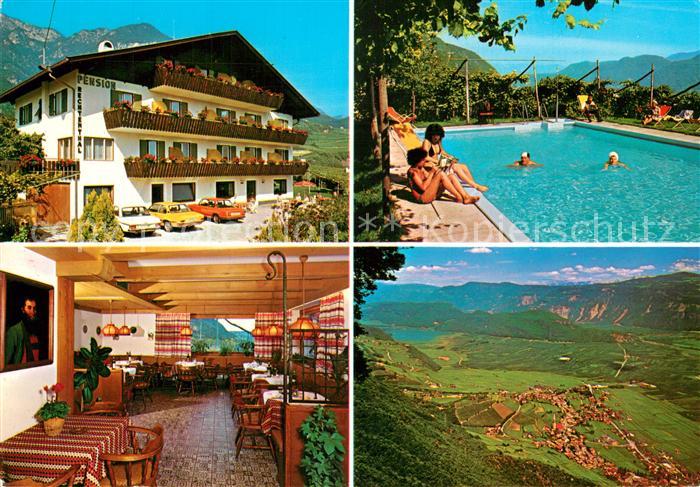 Tramin Weinstrasse  Pension Rechtenthal Gastraum Swimming Pool Landschaftspanora