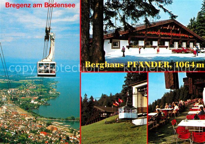 Bregenz Vorarlberg Pfaenderbahn Berghaus Pfaender Terrasse Blick auf den Bodense