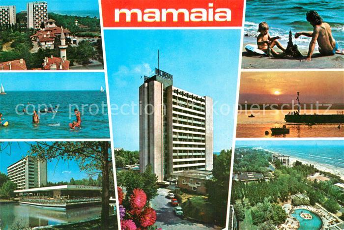 Mamaia Teilansichten Badeort Hotel Hochhaus Strand Abendsonne am Meer