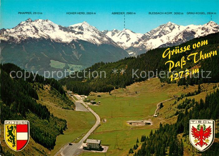 Pass Thurn Gebirgspass Kitzbueheler Alpen Fliegeraufnahme