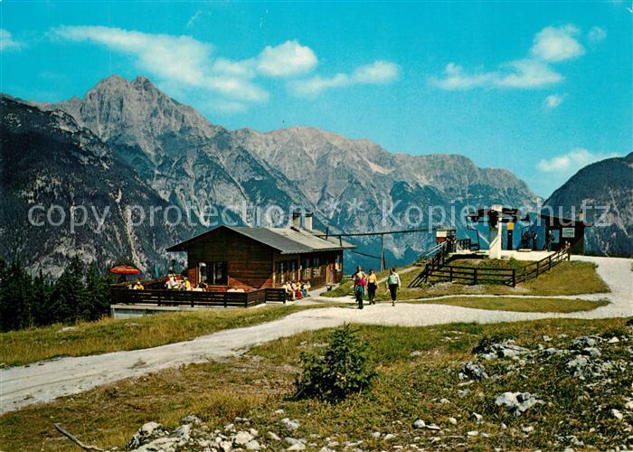 Weidach Leutasch Sommerfrische Bergrestaurant Terrasse Katzenkopfhuette Bergstat