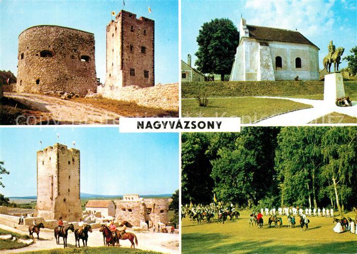 Nagyvazsony Burg Kiniszi Kapelle Reiterstandbild Reiterspiele