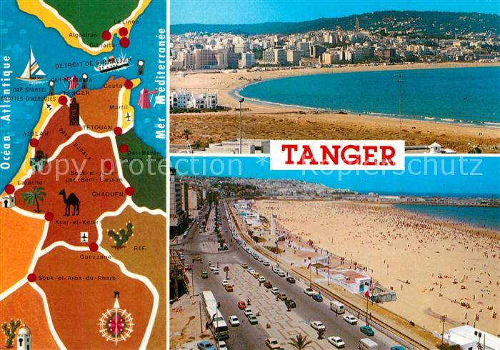 Tanger Tangier Tangiers Panorama Strand Landkarte