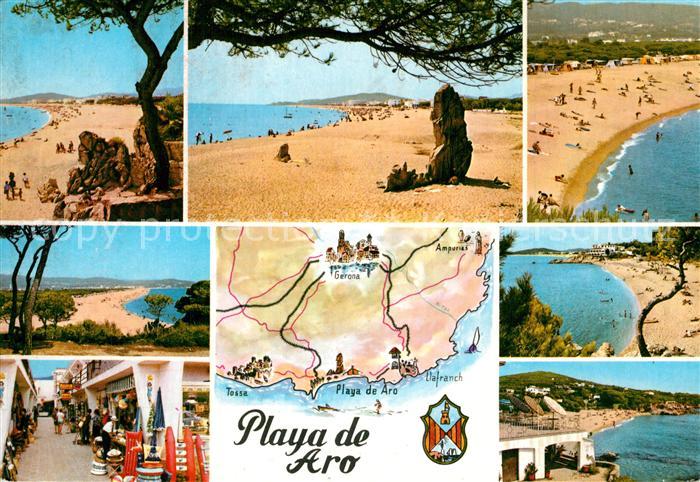 Playa de Aro Cataluna Strand Kuestenpanoama Souvenirgeschaefte Landkarte