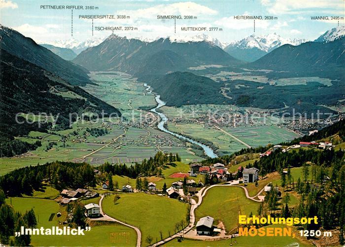 Moesern mit Telfs Mieminger Plateau und Lechtaler Alpen Fliegeraufnahme