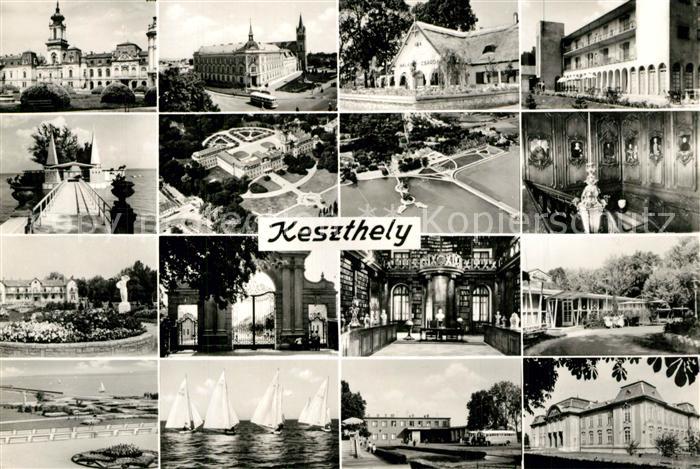 Keszthely Teilansichten Kirche Gebaeude Schloss Seebruecke Segeln