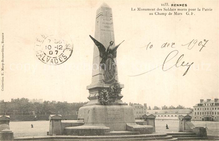 Rennes Ille-et-Vilaine Monument des Soldats morts pour la Patrie au Champ de Mar