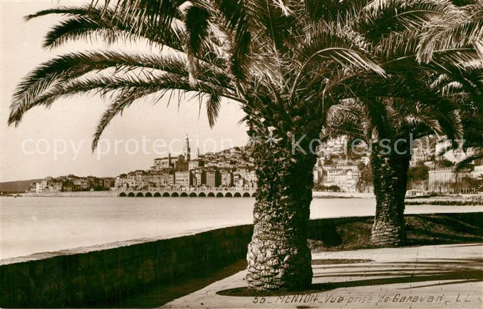 Menton Alpes Maritimes Vue prise de Garavan Palmiers Cote d_Az