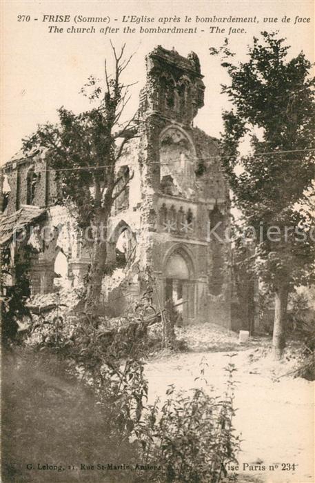 Frise Eglise après le bombardement Guerre Mondiale