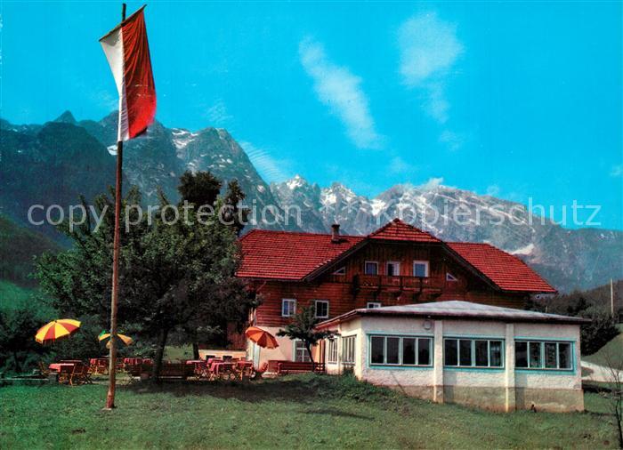 Kuchl Gasthaus zur Schoenen Aussicht mit Hohem Goell Berchtesgadener Alpen Fahne