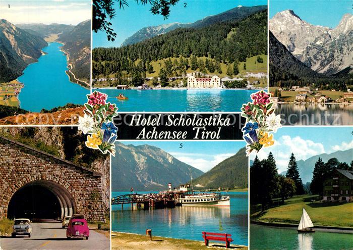 Achensee Hotel Scholastika Bootsanleger Fahrgastschiff Segeln Tunnel Alpenpanora