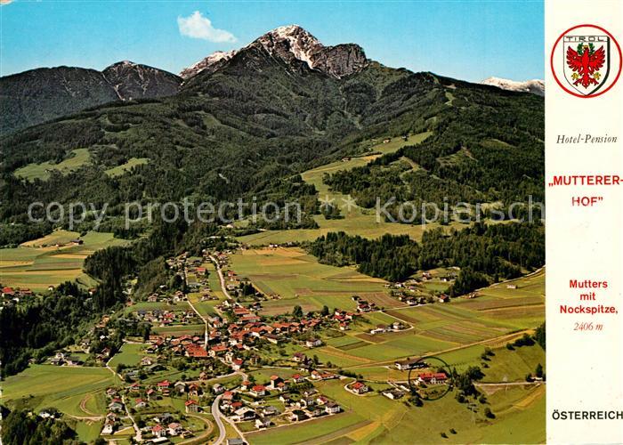 Mutters Tirol Hotel Pension Mutterer Hof mit Nockspitze Fliegeraufnahme
