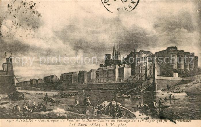 Angers Catastrophe du Pont de la Basse Chaine au passage du Leger