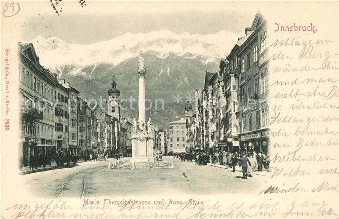 Innsbruck Maria Theresienstrasse mit Anna-Saeule