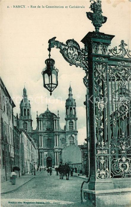 Nancy Lothringen rue de la Constitution et Cathedrale