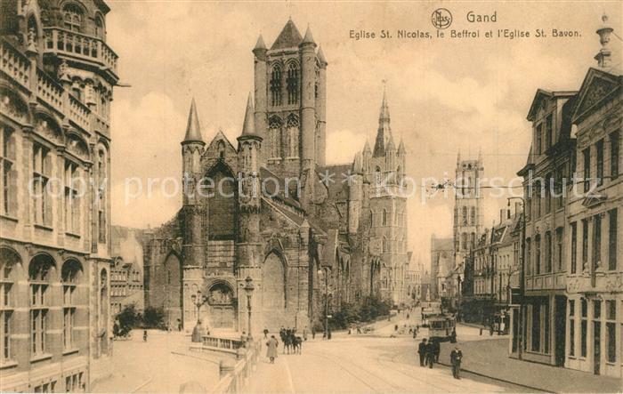 Gand Belgien Eglise St. Nicolas Beffroi et Eglise St. Bavon