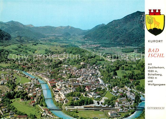 Bad Ischl Salzkammergut Panorama mit Zwoelferhorn Schafberg und Wolfgangsee Flie