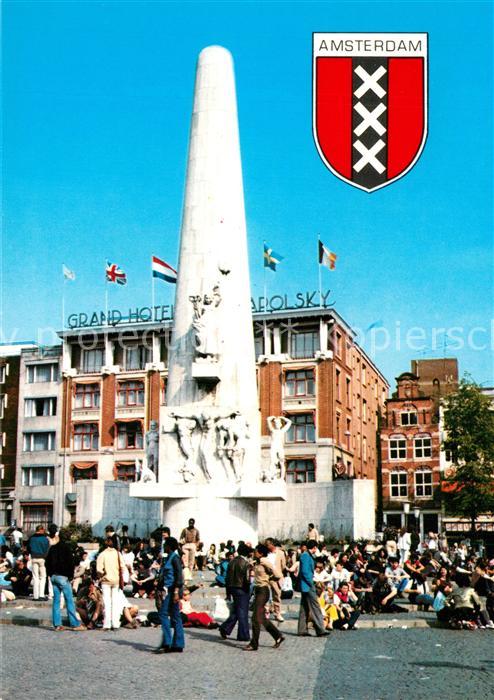 Amsterdam Niederlande Monument Grand Hotel Krasnapolsky Wappen