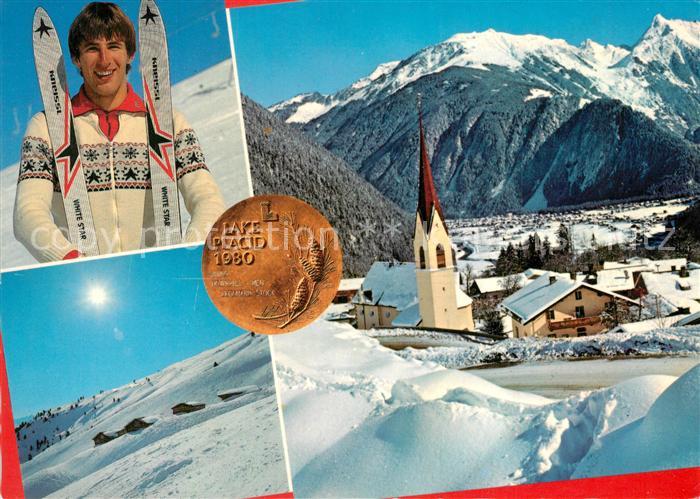 Finkenberg Tirol Ortsansicht mit Kirche Alpenpanorama Winterlandschaft Heimat vo